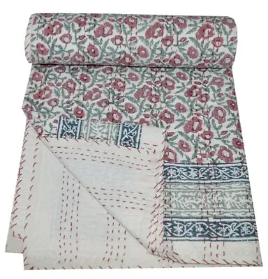 £32.39 • Buy Indian Handmade Quilt Vintage Kantha Bedspread Throw Cotton Blanket Ralli=Gudari