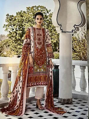 Indian Pakistani Cotton  Embroidered Printed Suit • £19.99