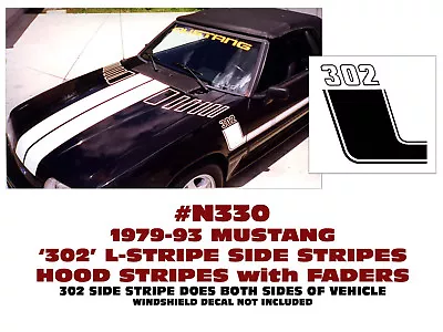 N330 1979-93 MUSTANG - 302 BOSS STYLE HOOD And SIDE STRIPE KIT - COMPLETE • $149.95