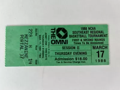 1988 Regional NCAA Basketball Tourney Ticket (Oklahoma/Auburn/BYU/Louisville) • $9