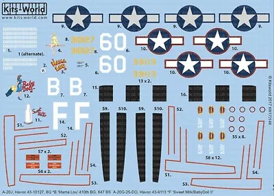 Warbird Decals 1/72 A20j Havoc 60*b Mama Lou 410th Bg 647 Bs A20g-25-do 172148 • $18.99