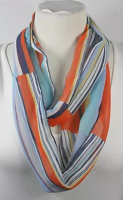 Infinity Scarf Beautiful Patternorange Or Peach Color Theme Chiffon Handmade • $8.16