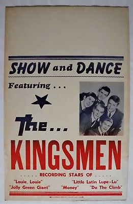 $795 • Buy The Kingsmen Vintage Concert Poster Blank From Mid 60's