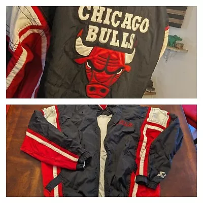 Chicago Bulls Vintage Starter Jacket Mens Large Basketball NBA 90s Jordan Era L • $60