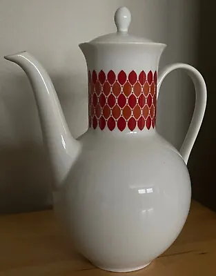Vintage Melitta Germany Red Orange Tea Pot + Lid Dinnerware Kitchenware Modern • $65