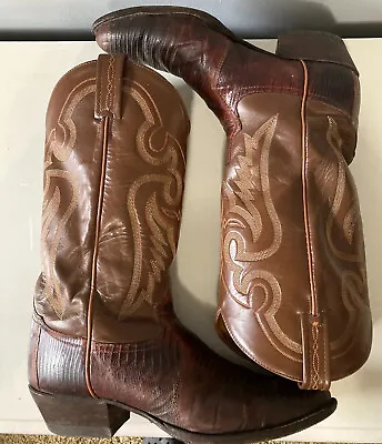 Tony Lama Men’s Vintage 8540 Lizard Skin Western Boots Size 10 D U.S.A. Made • $69.90