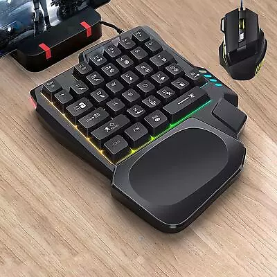 Gaming Keypad Color Backlit Small One-Handed 35-Key Wrist Rest For Tablet PC • £14.50
