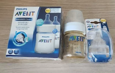 Bundle 3 X Philips Avent Classic+ 125ml/4oz Bottles (2 NEW) & 2 Teat Newborn 0m+ • $30