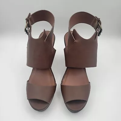 Bull Boxer Sandals Womens 11M Zeta Wedge Platform Heels Brown Buckle Peep Toe  • $24.99