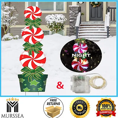 Outdoor Christmas Decorations 47In Candy Xmas Yard Stakes Signs With String New • $18.45