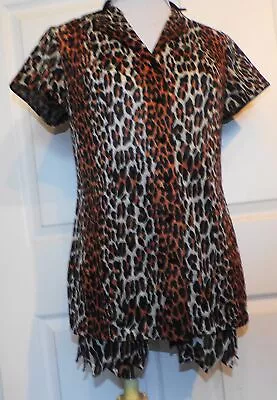 Vintage Vanity Fair Leopard Print Two Piece Nylon Pajamas Pillow Tab 36 • $24.99