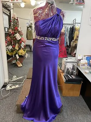 Thea Dora Purple Beaded One Shoulder  Prom Evening Dress Size 24 • $99