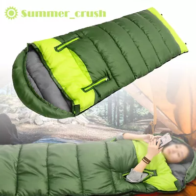 4 Season Camping Hiking Sleeping Bag For Cold Weather Rectangle Envelope Zip Up • £20.89