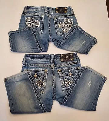 Lot Of 2 MISS ME Cropped/Boot Jeans Girls Size 12 Dark/Light Wash UEC • $21.50