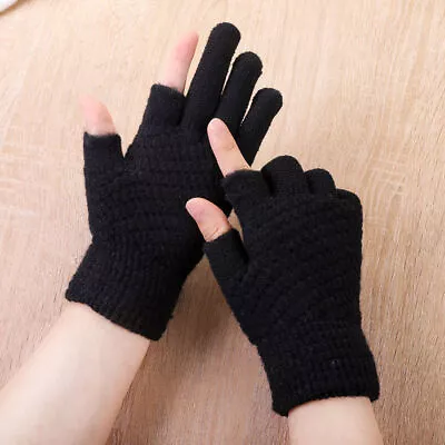 £5.69 • Buy Thermal FINGERLESS GLOVES Unisex Mens Women Knitted Warm Winter Half Finger UK