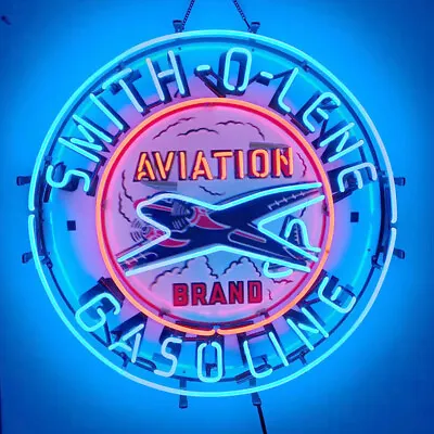 Smith-O-Lene Aviation Gasoline Neon Sign With HD Print Wall Decor Artwork 24x24 • $246.86