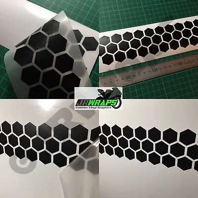 (X4) HEXAGON STRIPS 220x55mm Stickers Decals Motorcycle Tank Car Van Matte Black • £5.99