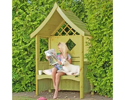 WOODEN GARDEN ARBOUR SEAT HUT PRESSURE TREATED TIMBER 2 SEATER BENCH ARCH 4x2 • £349.94