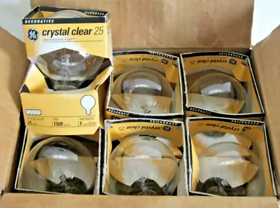 6 GE Crystal Clear 25w Decorative G25 Med Base E26 Light Bulb Vanity Globe 12983 • $23.95