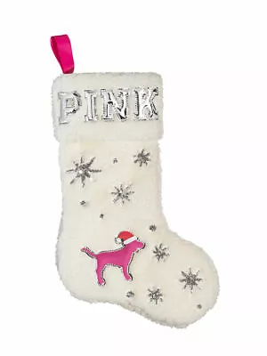 Victoria's Secret PINK Dottie Clause White Sherpa Christmas Holiday Stocking NWT • $18.76