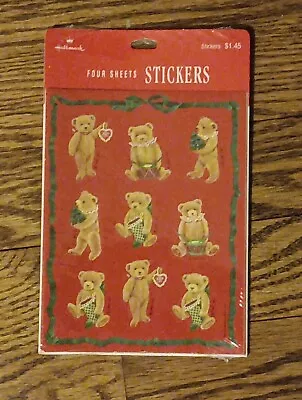 NOS Hallmark Christmas TEDDY BEAR Holiday  Sticker 4 SHEETS Vintage  • $7.27