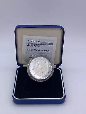 £40.99 • Buy £5 Pound Coin 1999-2000 Millenium Anno Domini UNCIRCULATED .999 Fine Silver CIB
