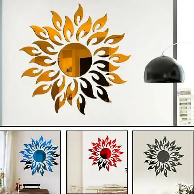 3D Mirror Sun Art Removable Wall Sticker Acrylic Mural Decal Home Room Decor DIY • £5.39