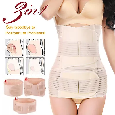 3 In 1 Postpartum Belly Girdle Support Recovery Waist Pelvis Belt Body Shaper US • $20.79