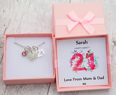 £4.99 • Buy SWEET 16th 18th 21st 30 BIRTHDAY Gifts Necklace+Birthsone  Birthday Gift + Box
