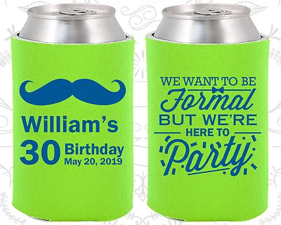 Personalized 30th Birthday Party Favors Koozies (20132) Mustache Birthday • $49