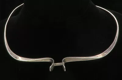 925 Sterling Silver - Vintage Smooth Modernist Design Collar Necklace - NE2172 • $177.92