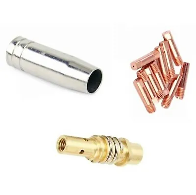 12pc MB15 MIG Welding Nozzle Shroud Contact Tips 0.60.81.0mm M6 Tip Holder Kit • £6.70