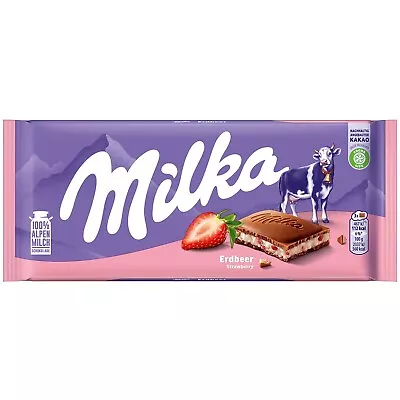 MILKA Chocolate Bar: STRAWBERRY YOGHURT - 100g -FREE SHIPPING • $8.99