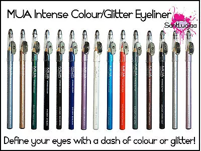 £2.93 • Buy MUA Intense Colour Glitter Pencil Eyeliner Eye Liner Eyeshadow Black Brown Lilac