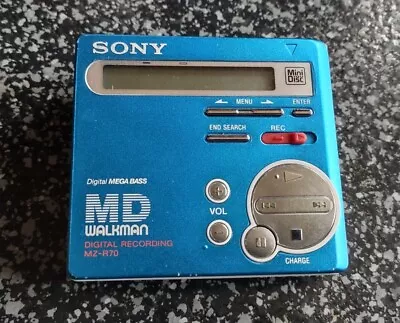 SONY MD MiniDisc Walkman MZ-R70 Blue W/ Mini Disc - NON-FUNCTIONAL AS IS  • $54.95