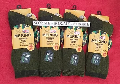 £6.95 • Buy 2 PAIRS MENS THERMAL SOCKS MERINO WOOL BLEND MILITARY WORK BOOT 2.8 Tog 6 - 11