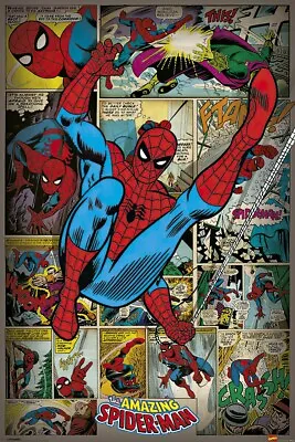 Spider-Man - Marvel Comics Poster (Retro Design - Swinging) (Size: 24  X 36 ) • $12.99