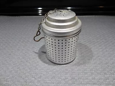 Vintage Aluminum 3  Tea Infuser W/ Chain & Measurements 2-6 Cups Lid • $8.99