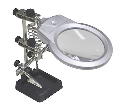 Illuminated LED Soldering Iron Stand Helping Hands Magnifying Glass Magnifier • £12.99