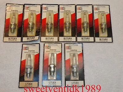 (9)....‘NOS’ Champion Marine Spark Plugs....QL77JC4 + L77JC4....MADE IN USA • $59.96