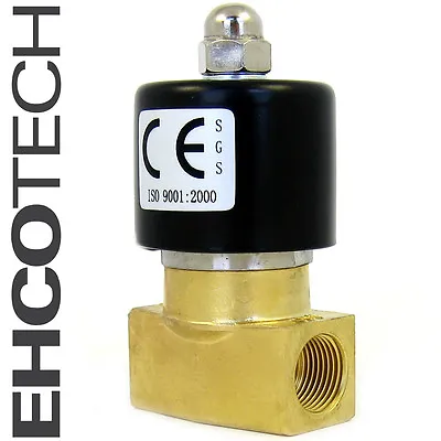 3/8  Electric Solenoid Valve Brass 12-Volt DC FKM/VITON Air Water Gas Fuel B20V • $28.95