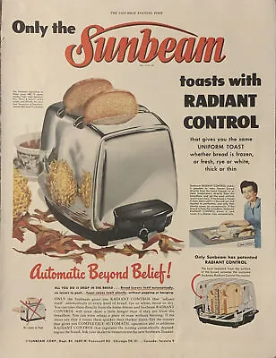 1954 Sunbeam Radiant Control Toaster VTG 1950s PRINT AD Automatic Beyond Belief • $11.77