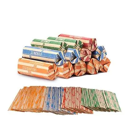 Coin Roll Wrappers -(220 Pack) Assorted Flat Coin Papers Bundle Of Quarters Nick • $11.99