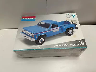 Vtg Monogram Chevy Sport Pick-Up 4x4 Truck Model Kit NEW SEALED BOX 1:24 Scale • $62.99