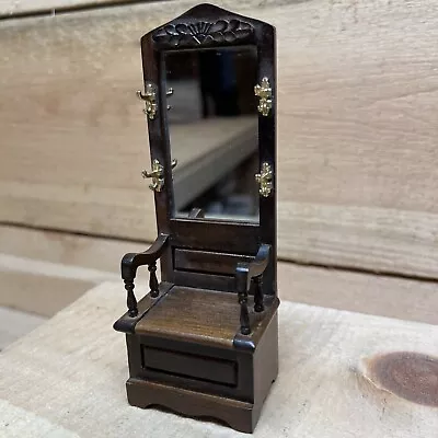 Vintage Miniature Dollhouse Mission Style Hall Tree Town Square Furniture Mirror • $65