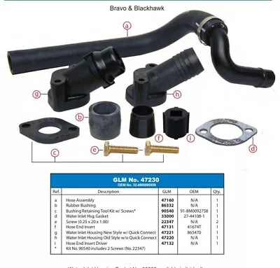 MerCruiser Bravo  1 2 3 Transom Bell Housing Water Intake Hose Kit 32-8M0090859 • $59.95