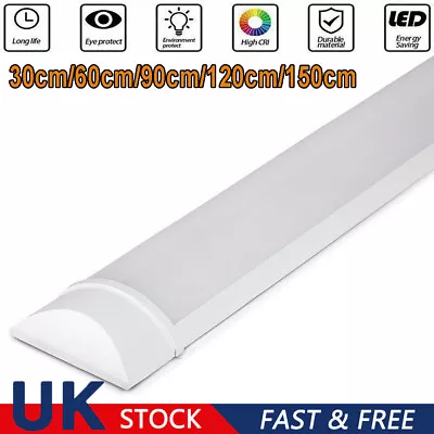 LED Batten Tube Light Fluorescent Strip Lights Garage Workshop Fitting Daylight • £6.98