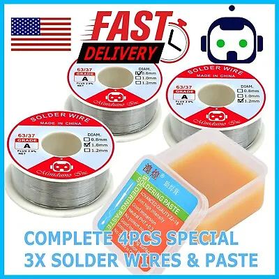 $12.94 • Buy 3X 0.8 1.0 1.2mm 60/40 Sn-Pb Tin Lead Flux Rosin Core Solder Wire Soldering Roll