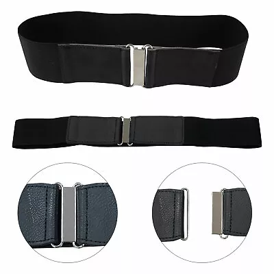 Women's Belt Stretch Elastic Skinny Waist Ladies Dress Waistband Metal Buckle • £3.79