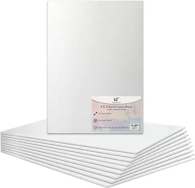 8 X 10” Canvas Panel Stretched Blank Canvas Board Primed Artist Boards 100% Cott • £16.19